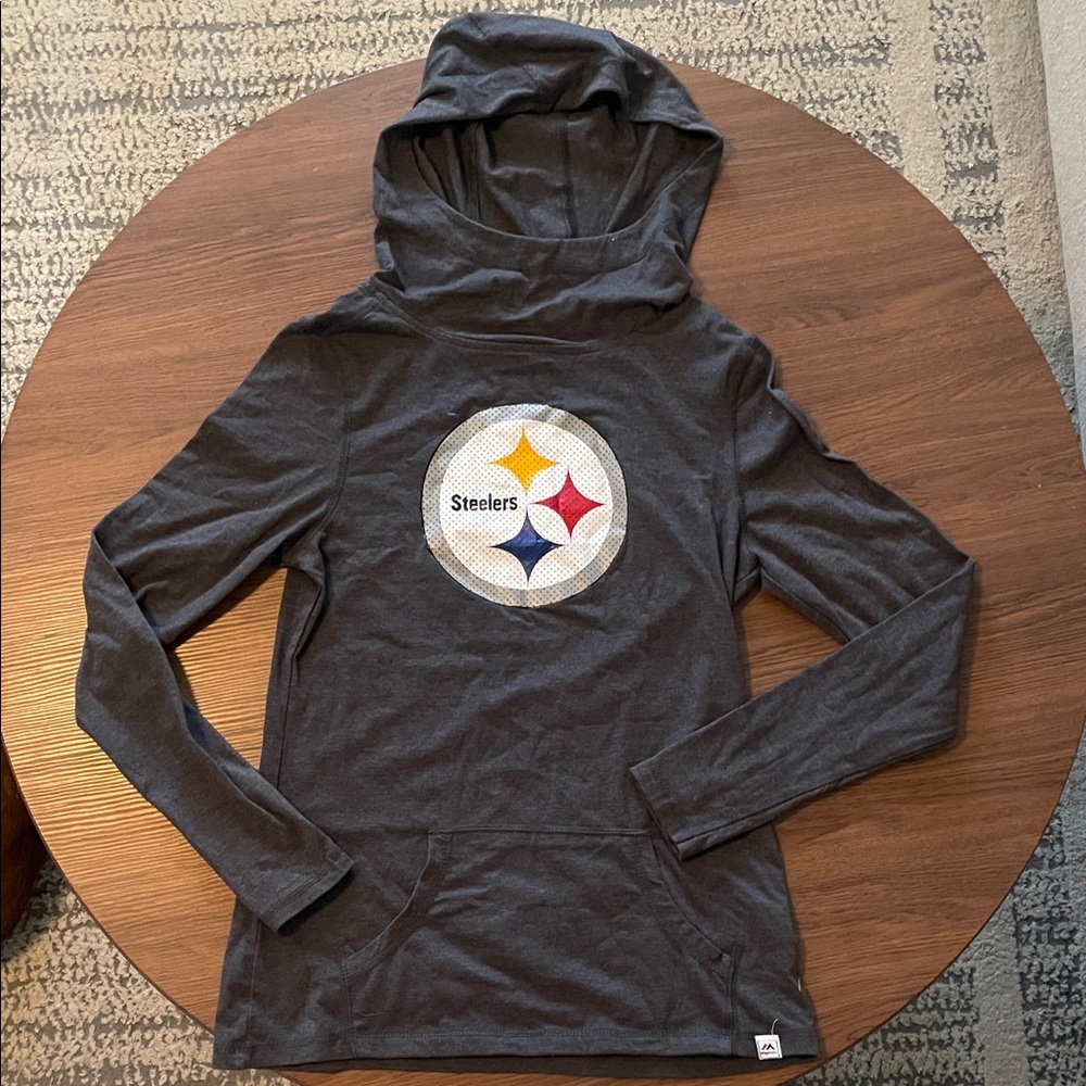Steelers Gray Cotton T-Shirt Hoodie